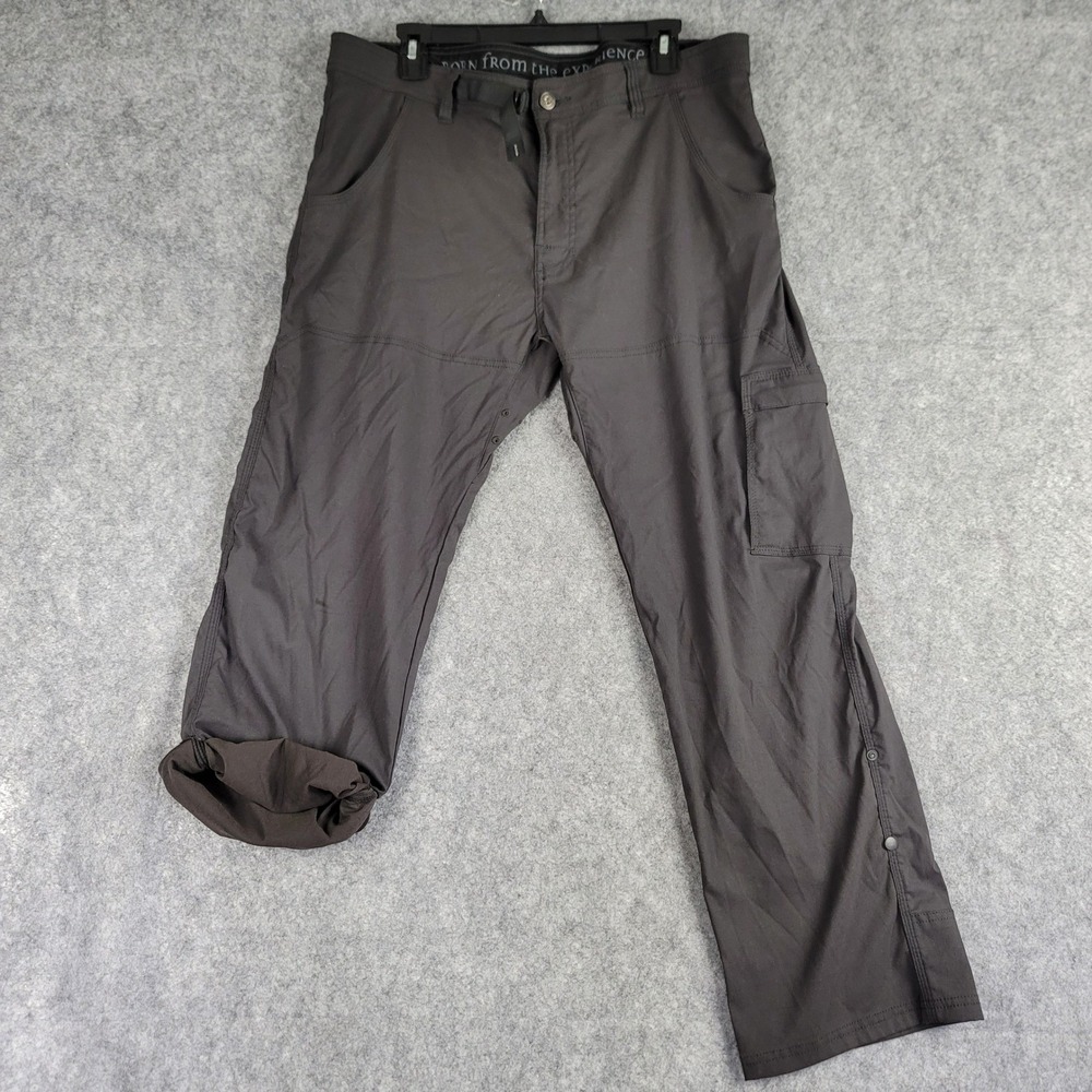 Prana Stretch Zion Hiking Pants Mens 36x30 Gray Nylon Cargo M4ST30116 - Picture 2 of 12